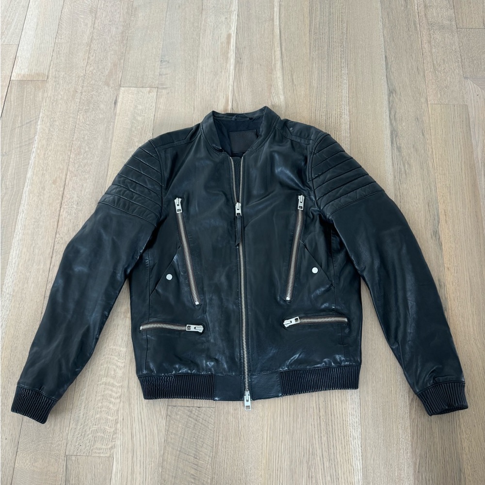 All Saints Black Genuine Leather Jacket